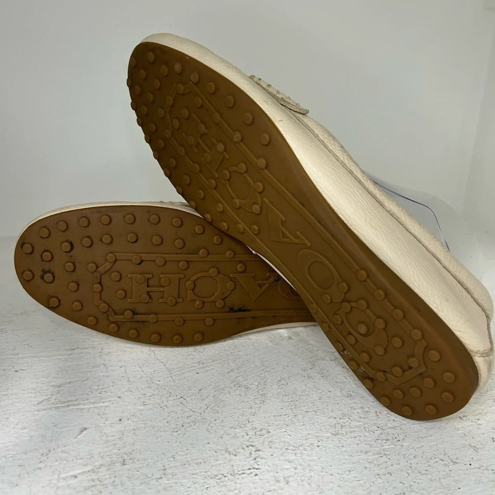 Coach Beige Leather Women’s Slip-Ons